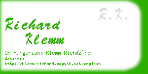 richard klemm business card